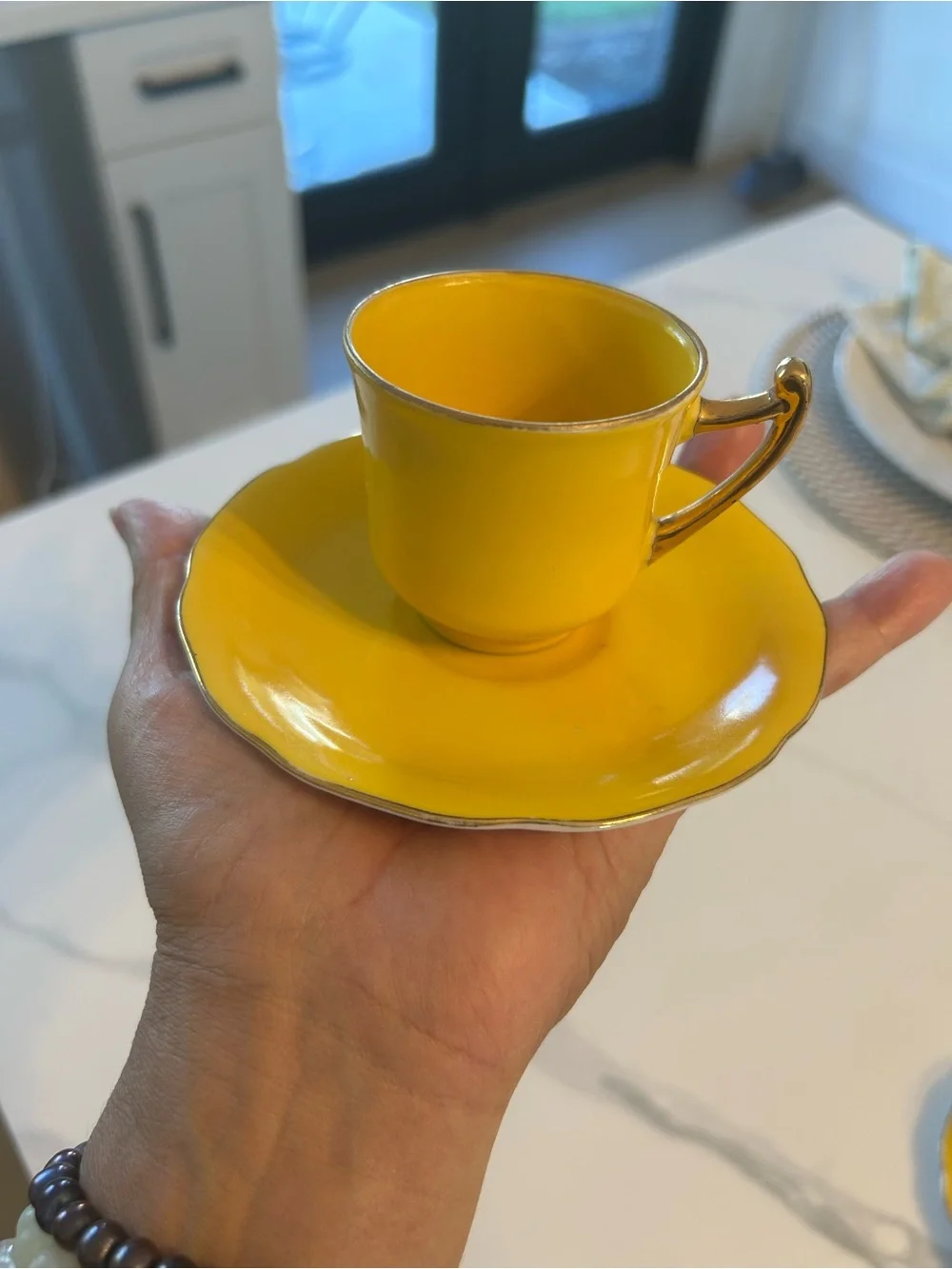 3 Sets Of Mini GOLDCASTLE Yellow Tea Cups